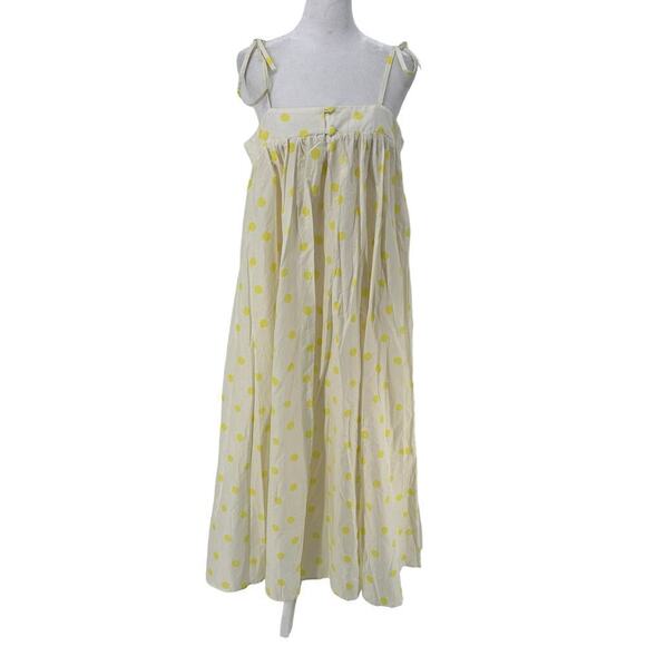 Anthropologie WHIT TWO Yellow Polka Dot Maxi Preppy Dress With Pockets Women L - Picture 2 of 13